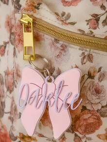 Personalized Bow Backpack Tag,Custom Name Bag Charm For Girls,Cute Acrylic Name Tag,Kids Bag Label