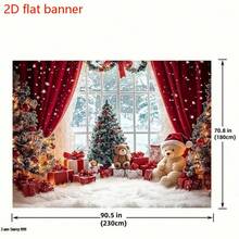 Pancarta plana 2D - Este fondo de muñeco de nieve del Maravillas Navideñas con cortina roja es muy adecuado para actividades de celebración en interiores, fotografía de estudio y reuniones festivas.