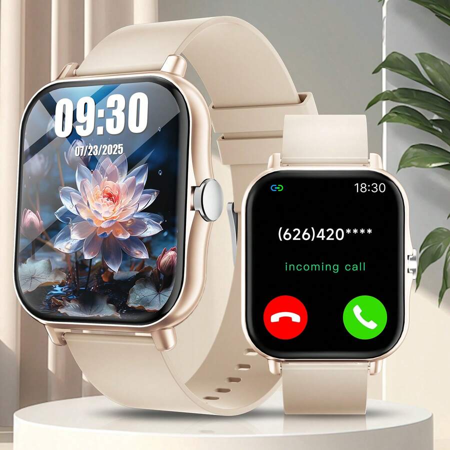 2025 HEISSE Smartwatch für Frauen, 220mAh Batterie mit längerer Standby-Zeit, Multifunktions-Smartwatch mit Benachrichtigungsalarm/Drahtlosanruf/Wecker, Fitness-Tracker mit Multi-Sport-Modus, Wettervorhersage, kompatibel mit Android & iOS, modisches Design, Valentinstags-Geschenk