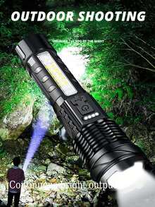 1/2/4pcs Outdoor Portable Multifunctional Flashlight With 8 LED Side Emergency Light, 1200mAh Rechargeable Battery, High Strength Material, 3 Brightness Modes, Zoom Function, Real-Time Battery Display, Suitable For Outdoor, Home, Camping, Cycling, Fishing, Car, Emergency Lighting - Essential Gift For Christmas, Halloween, Festivals - Upgraded Version-flashlight - View 3