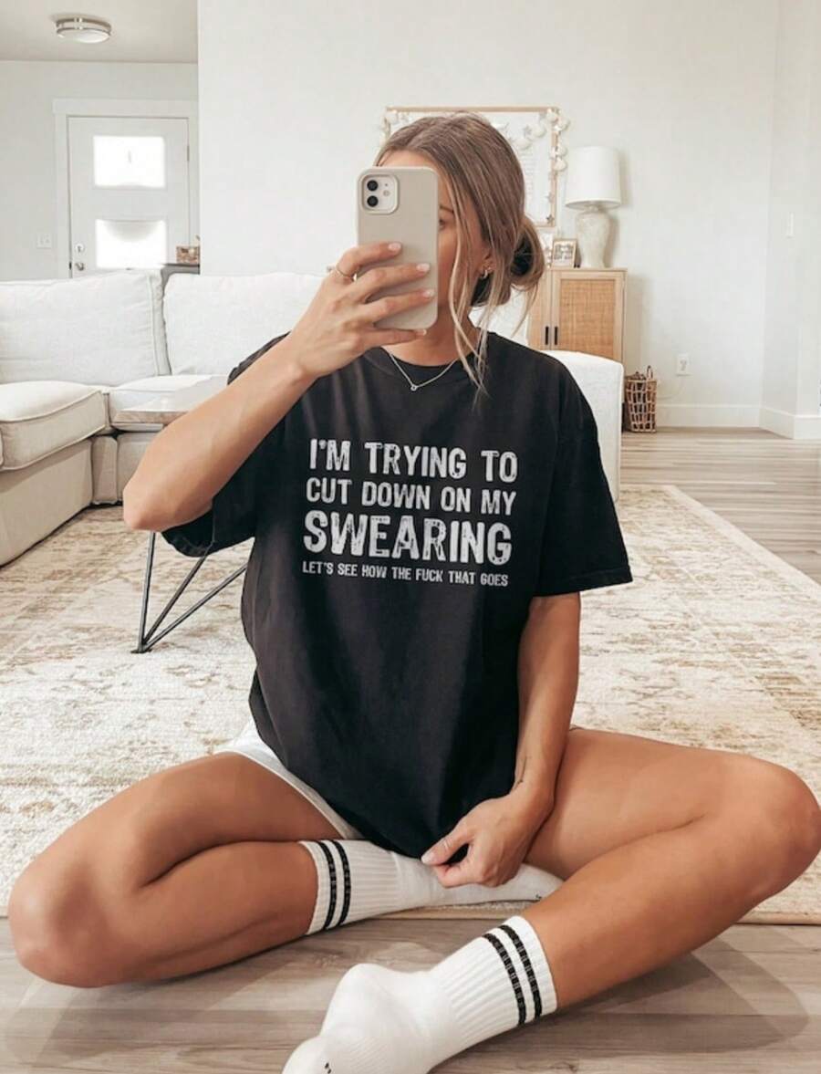 Swearing T-Shirt, Friend Gift, Funny Sarcastic Shirt For Swearers, , Offensive Shirt, Adult Humor, Rude Shirt, Husband Gift - 黑色 - 查看 1