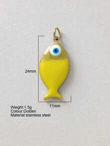 1 pieza Accesorio decorativo con forma de pez de acero inoxidable lindo, colgante DIY, para uso diario