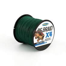 Línea de pesca trenzada de 4 hebras, color verde musgo, material PE, rango de resistencia de 6LB-60LB, empaquetada de forma hermosa, altamente resistente a la abrasión, alta resistencia, ultra suave para pesca con señuelos en agua salada y agua dulce