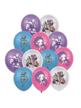 12PCS Cartoon Anime Image  Decorative Surroundings Party Holiday Balloons Anime Figure K-POP Rumi Mira Zoey Image Balloons Party Dressing Balloon DIY Party Decorative Items Christmas Halloween Small Gift