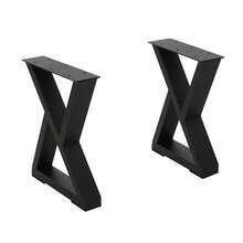 2*Table Legs Black Metal Base X-Shaped 40cm High - Black - View 7