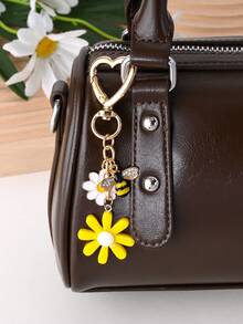 1 Stück Urlaubsstil süßer Blumen- & Bienen-Anhänger Schlüsselanhänger, Tasche/Auto Schlüssel Dekoration, geeignet als Geschenk für Familie, Freunde, Studenten zu Geburtstag/Feiertagen, Taschenzubehör Schlüsselbänder mit ID-Halter, Autoschmuck, Taschenanhänger, Weihnachtsgeschenk, Lehrer, Schwester