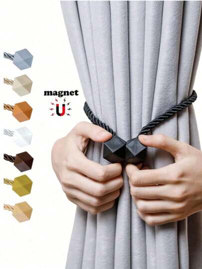 2pcs Magnetic Curtain Tiebacks, Made Of Thicker Torsion Rope & Strong Magnets