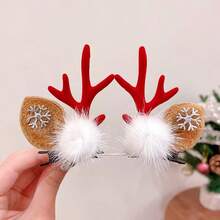 1 对圣诞发夹可爱驯鹿鹿角耳朵节日头饰头饰发饰女士女孩小鹿耳朵鹿角头带驯鹿鹿角头带万圣节头发配饰圣诞动物发夹角色扮演服装小鹿耳朵 - 彩色 - 查看 5