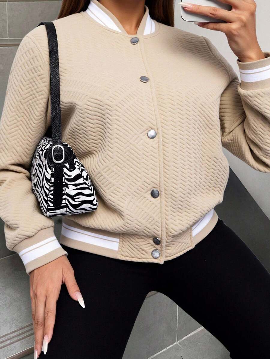 Cazadora de universidad con hombro  caídos de dos tonos - Albaricoque - Ver 1