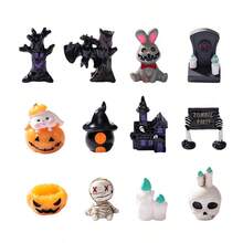 21pcs Halloween Ornaments, Halloween Scene Layout Miniature Model, Halloween Mini Decoration, Halloween Small Ornaments, Skull Mummy, Resurrection Ghost Festival Horror Resin Ornaments, Home Desktop Creative Decoration