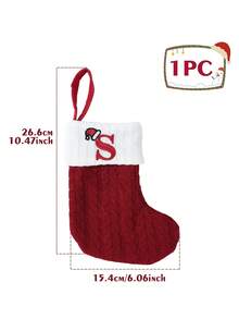 1pc Red Christmas Hat Letter Knitted Socks, English Letters Hanging Stockings, Suitable For Party Decoration 2026 New Year Party Favors Supplies, Baby's Room Decoration, Home Nursery Hanging Decorations, Personalized Initial Xmas Stocking, Family Holiday Xmas Home Room Decor, Xmas Tree Ornaments, Xmas Eve Surprise Gifts Package Xmas Costumes, Baby Xmas Gift, Babe Party Favor - Christmas Hat Letter Knitted Socks - View 35