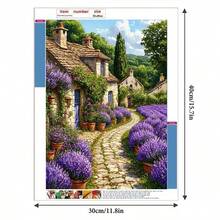 Kit de pintura de diamantes 5D - Campo de flores moradas, diamantes acrílicos redondos, arte de pared sin marco, adecuado para decoración del hogar y manualidades, regalo de Navidad/Año Nuevo - Multicolor - Ver 4