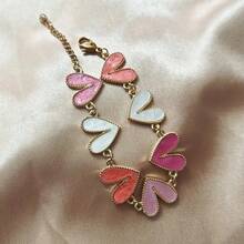 1pc Women's Creative Fashion Mixed Color Heart Shaped Bracelet With Heart Pendant Jewelry Gift
