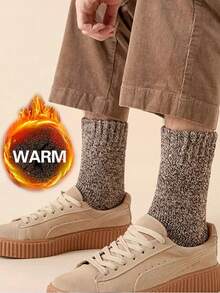 3双冬季保暖男士袜子加厚毛巾底袜男袜超厚纯色袜子厚款冬季雪地袜39-44秋季袜子 - 彩色 - 查看 12