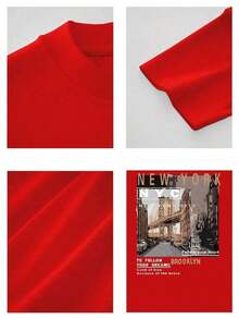 Men's Casual Cotton Streetwear New York Brooklyn Street Scene High-Quality Clothing  T-Shirt 100% Heavy Cotton T-Shirt Men's Casual Cotton Short Sleeve T-Shirt - Basic Summer Men's T-Shirt (S-XXXL) Cotton, Retro, Cotton, Cotton Shirt, Graphic T-Shirt, Romwe, Fun T-Shirt, Graphic T-Shirt, Western Style, Gift - Red - View 4