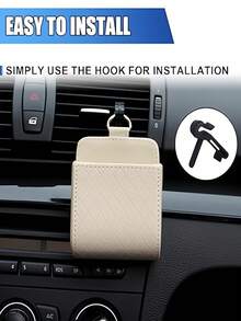 1 件汽车出风口储物袋、汽车储物盒储物袋、车载手机挂袋、汽车储物盒用品、手机收纳盒收纳袋、汽车通风口储物袋、汽车座椅靠背通风口收纳袋、便携式储物盒、带挂钩储物盒、PU 皮革汽车仪表盘收纳袋（带挂钩） - 彩色 - 查看 6