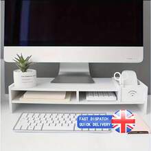 Computer Desktop Monitor Stand Laptop TV Display Screen Riser Shelf White, 49*21*11cm - White - View 7