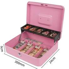 1PC Metal Cash Box With Key Lock, Note And Coin Safe Box, Portable Large Double Layer Cash Box With Fixed Coin Tray And 2 Keys, Money Tin Black.