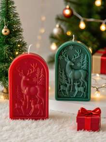 1 pièce Moule en silicone pour décoration de Noël (design en relief de renne) - Pour bougies d'aromathérapie, savon, gypse, artisanat en résine DIY, réutilisable et facile à démouler et à nettoyer, idéal pour la décoration de la maison (salle de bain/chambre/table à manger) et les cadeaux de Noël