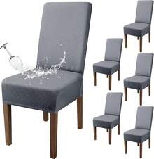 Fundas para sillas Pack de 6 fundas para sillas de comedor Removibles Y Lavables Fundas Decorativas de Sillas de Comedor Duradera Poliéster funda para sillas,para Comedor, Hotel, Comedor, Ceremonia - Gris Claro - Ver 12