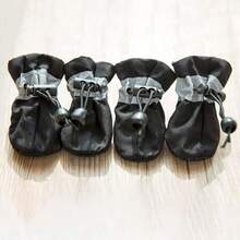 4Pcs/Set Waterproof Pet Dog Shoes Anti-Slip Rain Boots Footwear For Small Cats Dogs Puppy Dog Pet Booties Pet Paw Accessories - Black - View 9