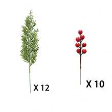 22/40pcs Artificial Pine Tree Branches With Red Berries - Realistic Evergreen Foliage In White Vase-Like Pot, Durable Plastic Winter Foliage With Green Needles & Red Berries For Christmas, Thanksgiving, Table Centerpiece, Wreaths, Garlands - All-Season Indoor/Outdoor Decoration (No Maintenance Required) - Ideal For DIY Crafts, Home & Party Decor, Christmas Decor - Multicolor - View 11