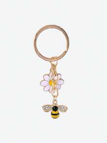 1 Stück Urlaubsstil süßer Blumen- & Bienen-Anhänger Schlüsselanhänger, Tasche/Auto Schlüssel Dekoration, geeignet als Geschenk für Familie, Freunde, Studenten zu Geburtstag/Feiertagen, Taschenzubehör Schlüsselbänder mit ID-Halter, Autoschmuck, Taschenanhänger, Weihnachtsgeschenk, Lehrer, Schwester