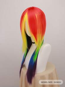 Parrucca da cosplay arcobaleno vibrante per donna - capelli lunghi, folti e morbidi, perfetta per festival musicali, feste in costume e eventi a tema - di alta qualità, con cuffia regolabile e facile da acconciare