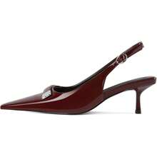 Women's Pointed Toe Slingback Heels Metal Buckle Ankle Strap Kitten Low Heel Pumps 2 Inch Stylish Retro Women Shoes-20256688 - Nâu hoa bằng sáng chế - Xem 2