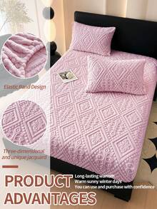 1pc Faux Lambswool Bedsheet, Bedding, Bed Cover, Flat Sheet, Mattress Protector, Solid Color Bedsheet, Multiple Colors Available, Simple European Style Home Textile. Suitable For Twin, Full, Queen, King Size Beds. - European Fleece Fitted Sheet - Classic Purple - View 5