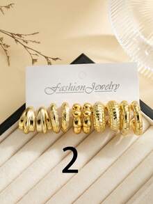 10-30pcs Vintage Elegant CCB Hoop Earrings. Creative Asymmetrical Teardrop, Striped C, Bamboo Node C-Shaped Design Earrings. Women's Personalized Daily, Party, Date And Holiday Wear Ear Accessories. Exquisite Holiday Gift