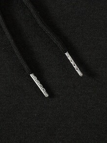 Sudadera gráfica informal para hombre y mujer - Tejido de punto de poliéster con ligera elasticidad, diseño de patrón geométrico con bolsillo frontal, sudadera con capucha de ajuste regular con tipografía oscura sin miedo y solitaria - Colección primavera/otoño - Negro - Ver 3