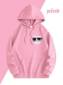 Sudadera con capucha gráfica azul claro ETERNAL 1997 - Sudadera casual unisex con diseño de escultura y letras, capucha con cordón, bolsillo delantero, comodidad para todas las estaciones, regalo perfecto para hombres y mujeres - Rosa - Ver 5