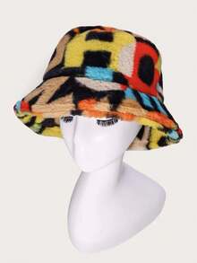 Street Color Block Fuzzy Bucket Hat