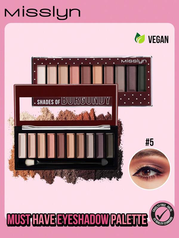 Misslyn Must Have Eyeshadow Shade, Pigmented Matte & Shimmer Shades, Long Lasting, Blendable Powder, Natural Colors, Rich Colors With Velvety Texture, Eyeshadow Palette Includes Applicator, Y2K Makeup Party Beach Travel Holiday Camping Outdoors Present Rose Fashion Girl New Year Cosmetic Cosplay Best Trip Festivals Color Fancy Campus School Charm Vibe Cny Chinese New Year, Valentine's Day Gifts,Vegan,Cruelty Free