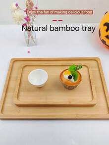 1/2 Pcs Bamboo Wood Tray, Serving Plate, Breakfast Plate, Restaurant Kitchen Tray, Fruit Plate, Coffee Plate, Tea Plate, Snack Plate, Living Room Decor, Suitable For Hotel, Restaurant And Home Use, Can Hold Fruit, Dessert, Snacks, Holiday, Thanksgiving, Christmas, New Year, Outdoor, Beach And Patio Multi-Functional Tray. - Apricot - View 4