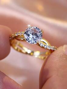 Vanel 1pc Elegant Minimalist Women's Wedding Ring, Inlaid With Sparkling Synthetic Cubic Zirconia, Silver-Plated Design, Suitable For Daily Wear, Parties, Weddings And Special Occasions, Versatile Jewelry, Ideal Gift For Valentine's Day And Christmas