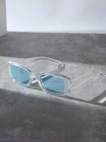 1pc Unisex Y2K Fashionable Square Frame Personality Photo Eyeglasses For Beach And Summer Daily Wear. Shades Accessories Halloween Beach Accessories Glasses Shades Looks Street Style And Suit For Sweater Jacket Sweatshirt Hoodie Leather Pants And Cargo Pants - 淺灰色 - 查看 6