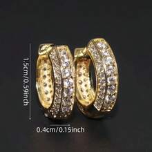 2pcs/Set New Fashion High-End Cubic Zirconia Earrings For Men And Women Elegant Temperament Charm Party Banquet Jewelry - 1 cặp vàng + 1 cặp bạc - Xem 3