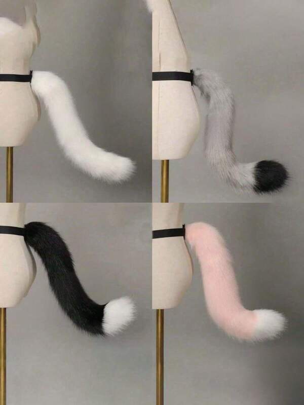 1pc Halloween Cat Tail Costume, Cute Fox Plush Tail For Cosplay Cat Girl, Anime Character Accessory For Day Of The Dead, Birthday Party, Festival