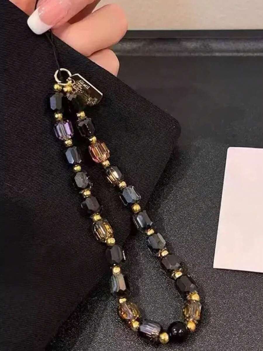 1 قطعة سلسلة كريستال أنيقة للمعصم، مناسبة للهاتف المحمول والكاميرا والمفاتيح والحلقة المفاتيح