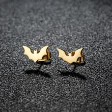 1 Pair Of Retro Punk Bat Stud Earrings, Made Of Stainless Steel, With A Creative Halloween Design - GED388 - View 1