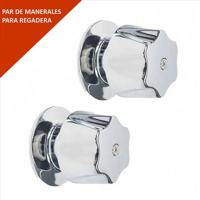 Par de manerales para regadera con chapetones.  Fabricado en metal en acabado cromado dando elegancia a tu regadera. Ideal para agua fria y caliente llave para abrir regadera