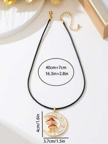 1pc Elegant Minimalist White Metal Moon Pendant Necklace, Versatile & Suitable For Women To Wear On Holidays - White - View 6