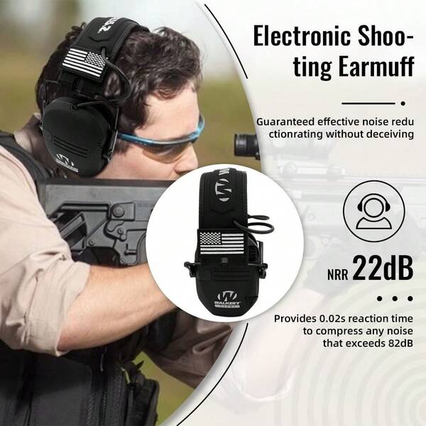 Wired Ear-Hook Headphones For Electronic Shooting, Outdoor Electronic Shooting Earmuffs, Noise-Cancelling/Amplifying Hearing Protection Headphones, Foldable - Without Battery