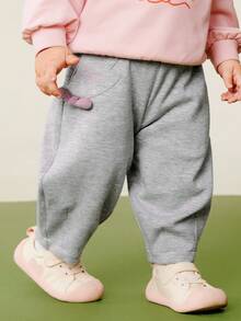 mini bala Calças Balão para Meninas, Macias, Confortáveis, Fofas, Versáteis, Ideais para o Dia a Dia no Outono - Cinza claro - Visão 2