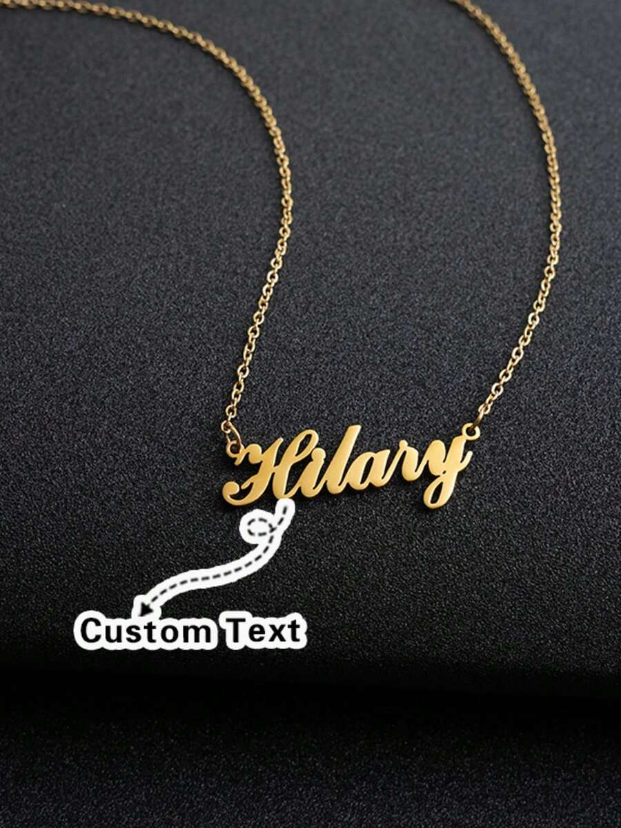 Dây chuyền tên vàng mờ tùy chỉnh sang trọng và thời trang, thích hợp làm quà tặng cho người yêu, bạn bè, gia đình, sinh nhật, kỷ niệm, ngày lễ - Vàng bóng - Xem 1