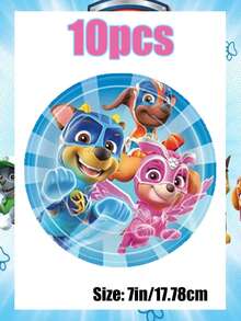 Paw Patrol Cartoon Blue Theme Party Tableware Set (Paper Cups/Plates/Cake Dishes/Dessert Plates) - Party Supplies Disposable Party Decorations For Christmas/Birthday Celebration - Multicolor - View 4