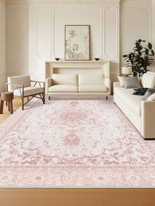 1 st. mjuk och plyschig matta, lämplig för vardagsrum och sovrum, finns i flera storlekar, fluffig och bekväm, maskintvättbar - Rosa - Visa 2