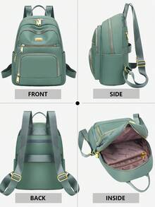 女士防盗迷你纯色尼龙背包，多功能时尚日常包，多口袋轻便旅行包，大容量简约背包，方便实用，适合学生、护士、教师、商务人士、旅行、通勤、购物、办公、约会、徒步旅行、培训、工作等各种场合，也是理想的生日和节日礼物。 - 彩色 - 查看 7